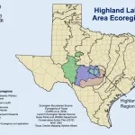 Map of Texas with ecoregions highlighted in the middle of the map.